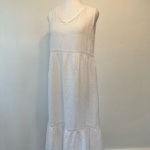 White Sleeveless Linen Valentina Naldi Dress